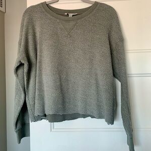 American Eagle Outfitters Olive Greyish Fleece Cropped Pullover Crewneck